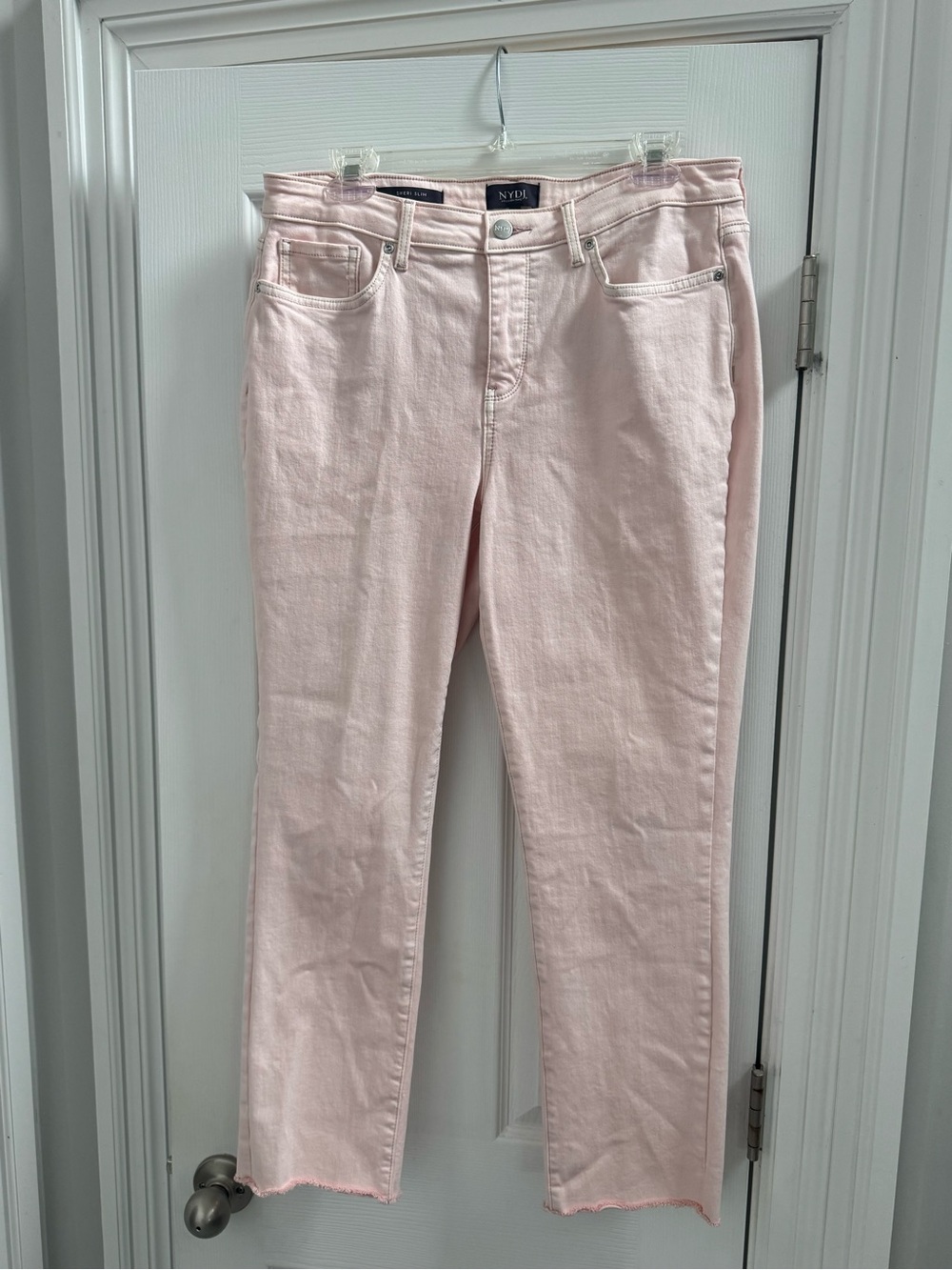 NYDJ Straight Leg Sheri Slim Jeans in Pale Pink LiftX Tuck technology